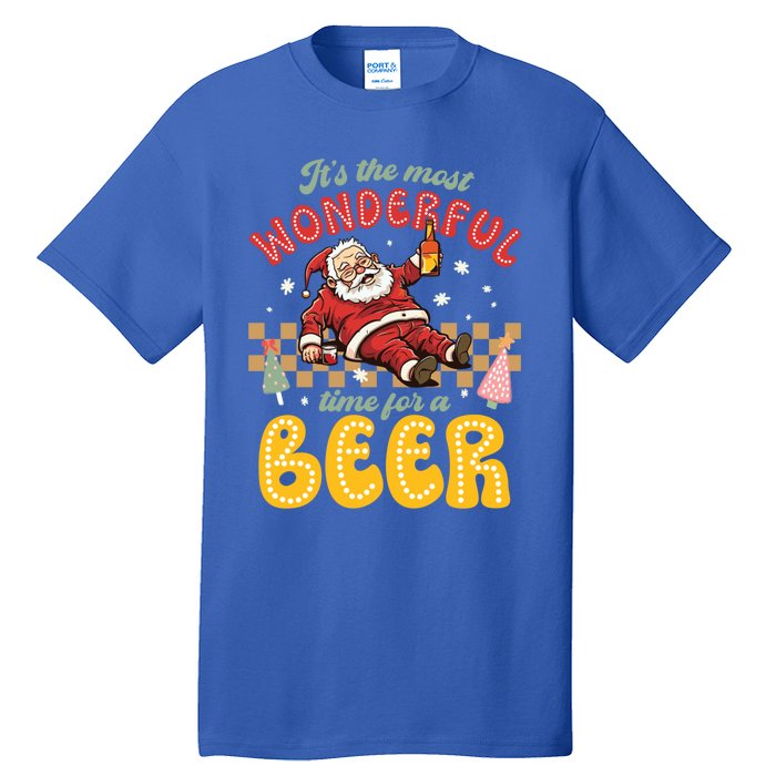 Funny Christmas Santa Claus Ing Beer Wonderful Time Great Gift Tall T-Shirt