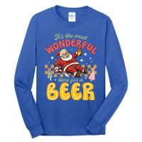 Funny Christmas Santa Claus Ing Beer Wonderful Time Great Gift Tall Long Sleeve T-Shirt