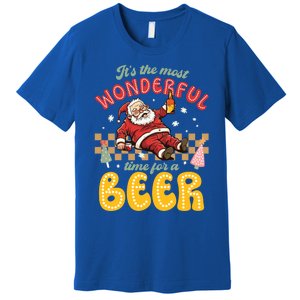 Funny Christmas Santa Claus Ing Beer Wonderful Time Great Gift Premium T-Shirt