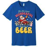 Funny Christmas Santa Claus Ing Beer Wonderful Time Great Gift Premium T-Shirt