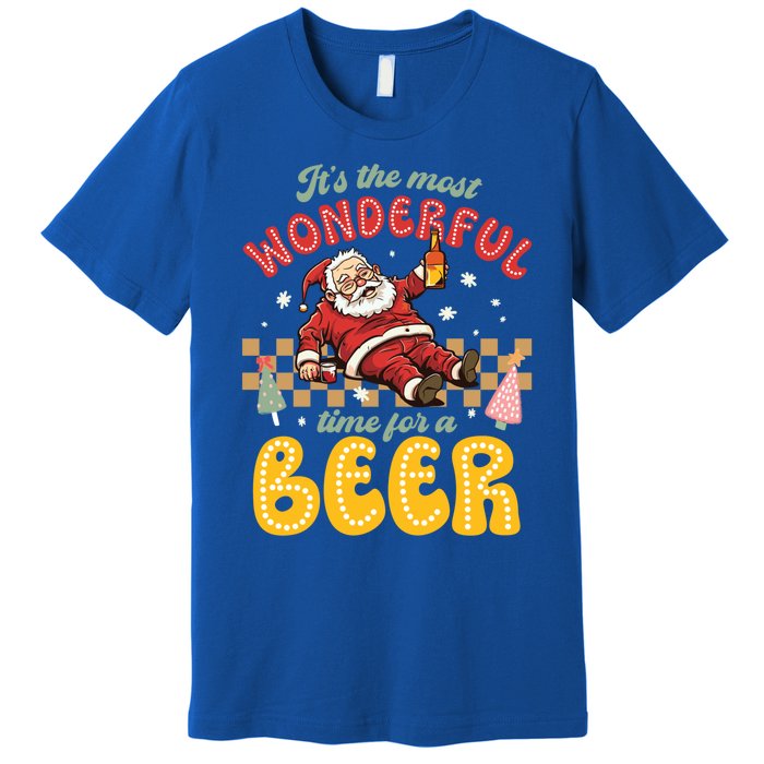 Funny Christmas Santa Claus Ing Beer Wonderful Time Great Gift Premium T-Shirt