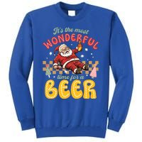 Funny Christmas Santa Claus Ing Beer Wonderful Time Great Gift Tall Sweatshirt