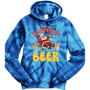 Funny Christmas Santa Claus Ing Beer Wonderful Time Great Gift Tie Dye Hoodie