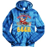 Funny Christmas Santa Claus Ing Beer Wonderful Time Great Gift Tie Dye Hoodie