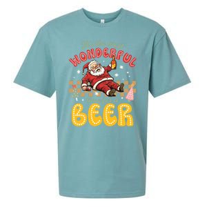 Funny Christmas Santa Claus Ing Beer Wonderful Time Great Gift Sueded Cloud Jersey T-Shirt