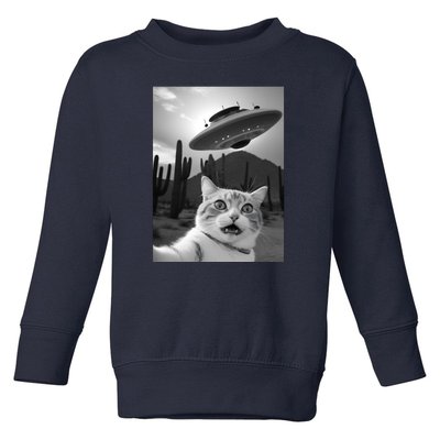 Funny Cat Selfie With A Ufo Toddler Sweatshirt