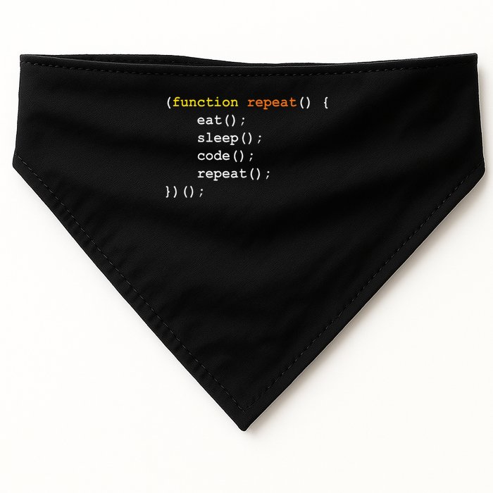 Funny Computer Science Programmer Eat Sleep Code USA-Made Doggie Bandana