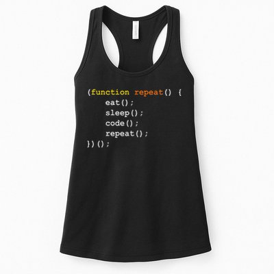 Funny Computer Science Programmer Eat Sleep Code Women's Racerback Tank