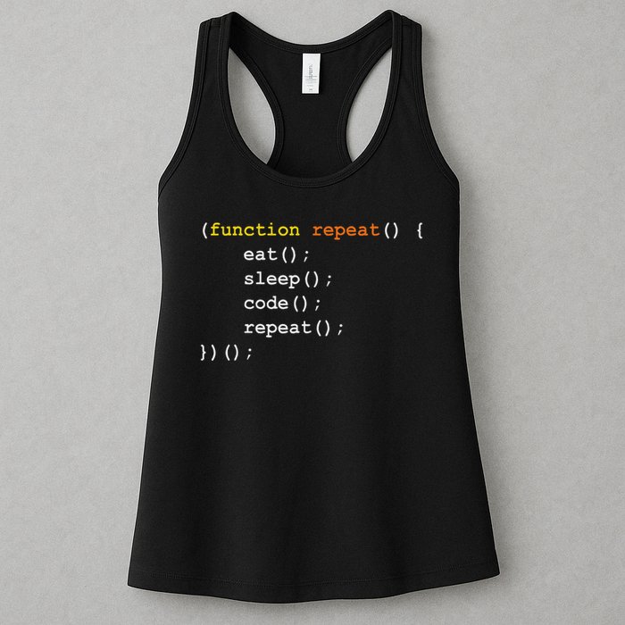 Funny Computer Science Programmer Eat Sleep Code Women's Racerback Tank