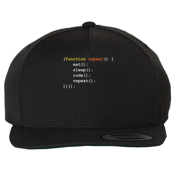 Funny Computer Science Programmer Eat Sleep Code Wool Snapback Cap