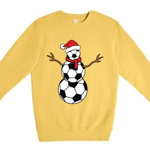 Funny Christmas Soccer Balls Santa Snowman Premium Crewneck Sweatshirt