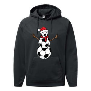 Funny Christmas Soccer Balls Santa Snowman Performance Fleece Hoodie