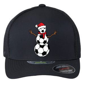 Funny Christmas Soccer Balls Santa Snowman Flexfit Unipanel Trucker Cap