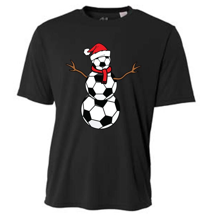 Funny Christmas Soccer Balls Santa Snowman Cooling Performance Crew T-Shirt