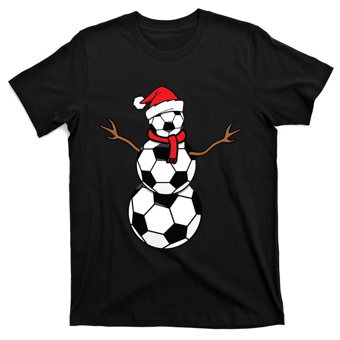 Funny Christmas Soccer Balls Santa Snowman T-Shirt