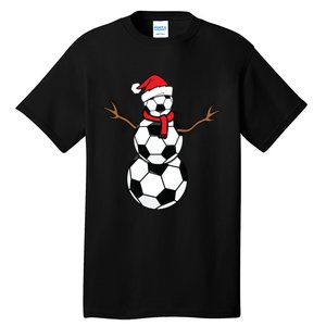 Funny Christmas Soccer Balls Santa Snowman Tall T-Shirt