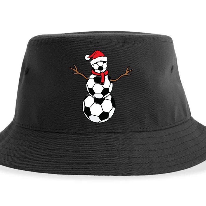 Funny Christmas Soccer Balls Santa Snowman Sustainable Bucket Hat