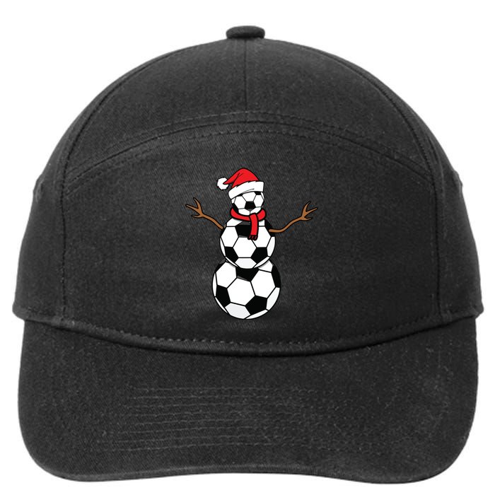 Funny Christmas Soccer Balls Santa Snowman 7-Panel Snapback Hat