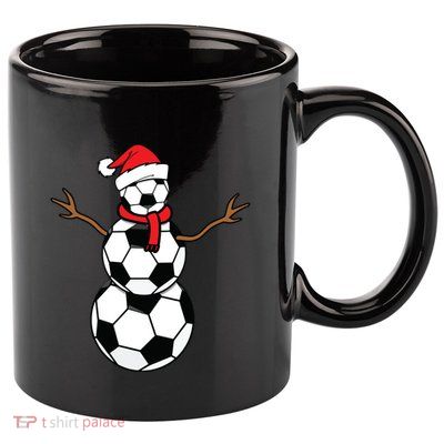 Funny Christmas Soccer Balls Santa Snowman 11oz C Handle Ceramic Mug
