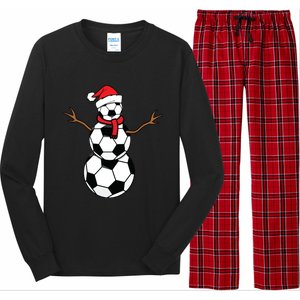 Funny Christmas Soccer Balls Santa Snowman Long Sleeve Pajama Set