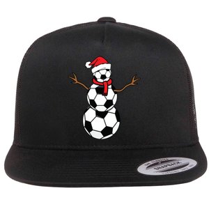 Funny Christmas Soccer Balls Santa Snowman Flat Bill Trucker Hat