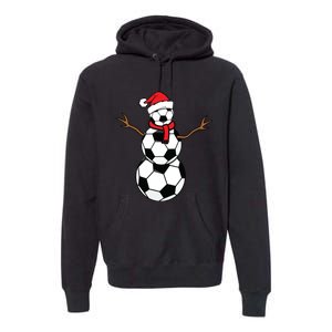 Funny Christmas Soccer Balls Santa Snowman Premium Hoodie