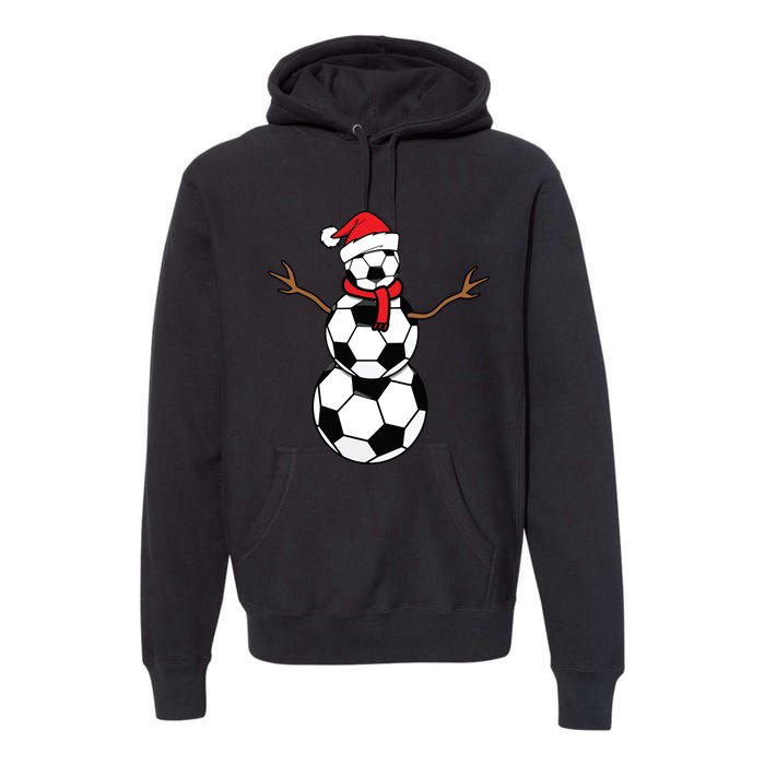 Funny Christmas Soccer Balls Santa Snowman Premium Hoodie