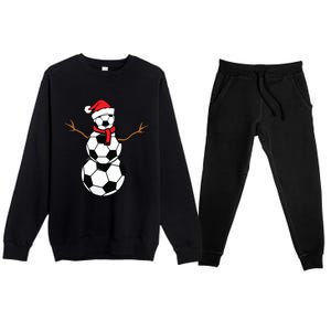 Funny Christmas Soccer Balls Santa Snowman Premium Crewneck Sweatsuit Set