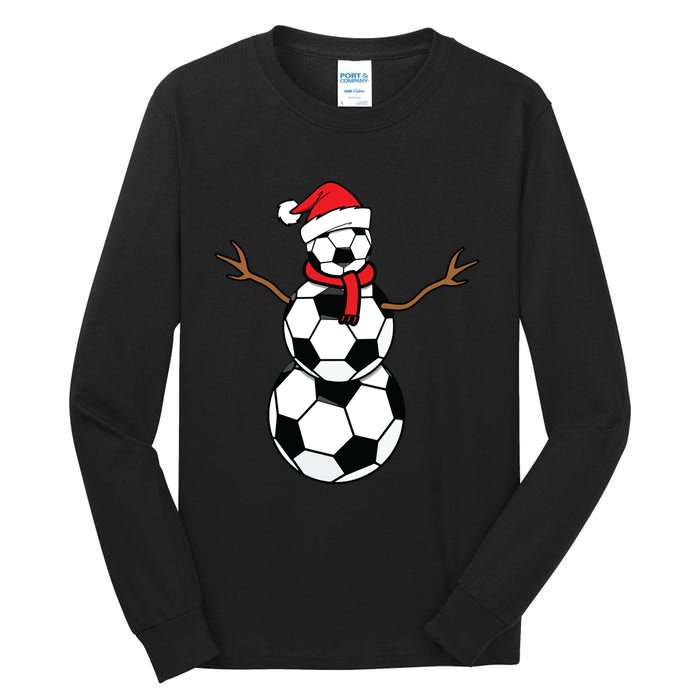 Funny Christmas Soccer Balls Santa Snowman Tall Long Sleeve T-Shirt