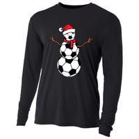 Funny Christmas Soccer Balls Santa Snowman Cooling Performance Long Sleeve Crew