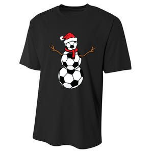 Funny Christmas Soccer Balls Santa Snowman Performance Sprint T-Shirt