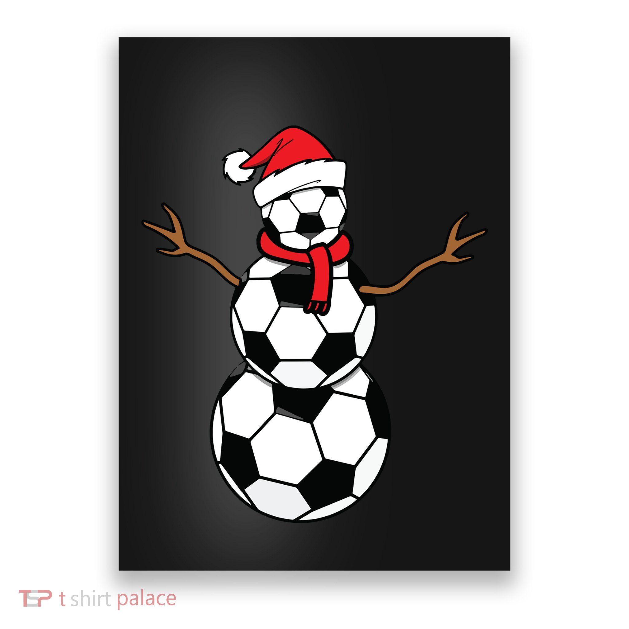 Funny Christmas Soccer Balls Santa Snowman Poster