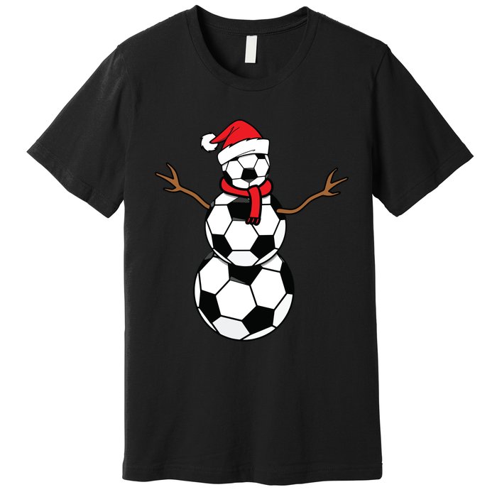 Funny Christmas Soccer Balls Santa Snowman Premium T-Shirt