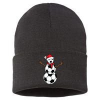 Funny Christmas Soccer Balls Santa Snowman Sustainable Knit Beanie