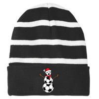 Funny Christmas Soccer Balls Santa Snowman Striped Beanie with Solid Band