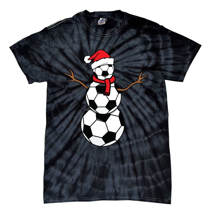 Funny Christmas Soccer Balls Santa Snowman Tie-Dye T-Shirt