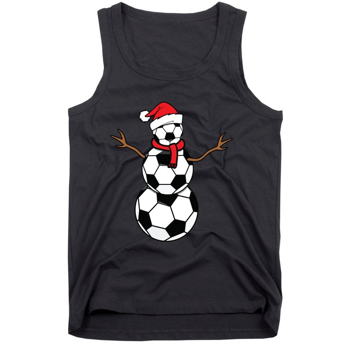 Funny Christmas Soccer Balls Santa Snowman Tank Top