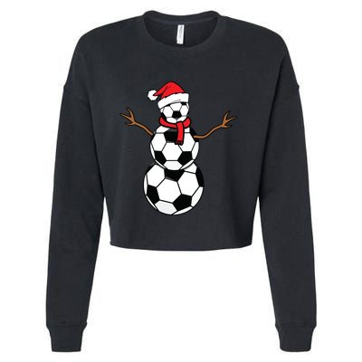 Funny Christmas Soccer Balls Santa Snowman Cropped Pullover Crew