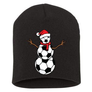 Funny Christmas Soccer Balls Santa Snowman Short Acrylic Beanie