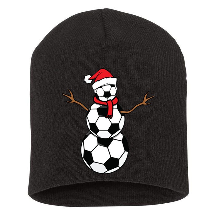 Funny Christmas Soccer Balls Santa Snowman Short Acrylic Beanie