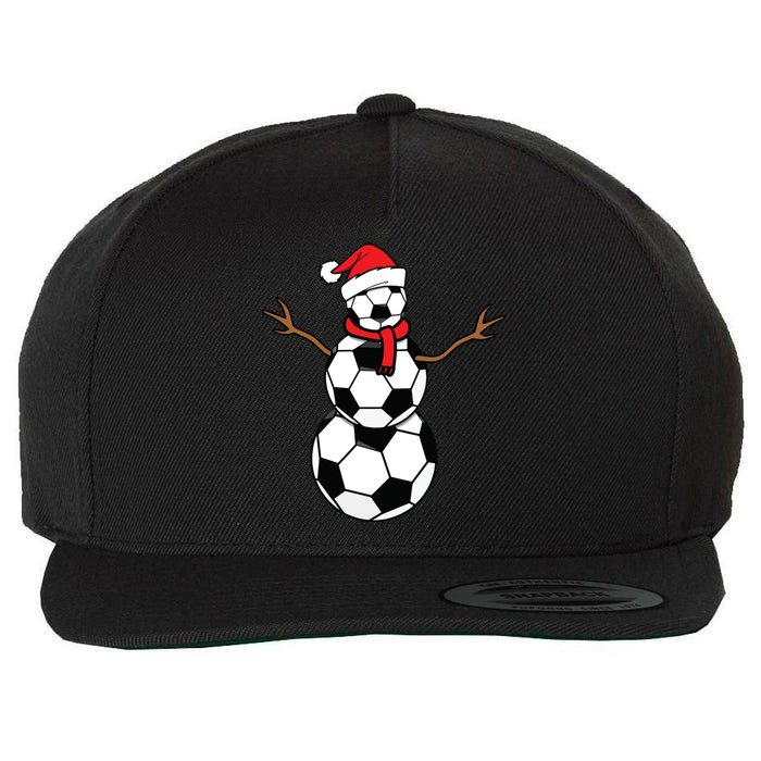 Funny Christmas Soccer Balls Santa Snowman Wool Snapback Cap