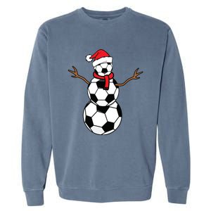 Funny Christmas Soccer Balls Santa Snowman Garment-Dyed Sweatshirt