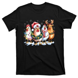 Funny Chicken Santa Hat Reindeer Christmas Lights Ornaments T-Shirt