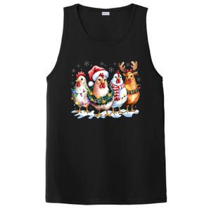 Funny Chicken Santa Hat Reindeer Christmas Lights Ornaments PosiCharge Competitor Tank