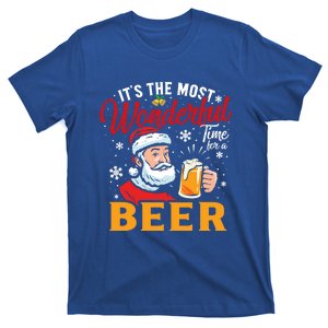 Funny Christmas Santa Claus Ing Beer Wonderful Time Gift T-Shirt