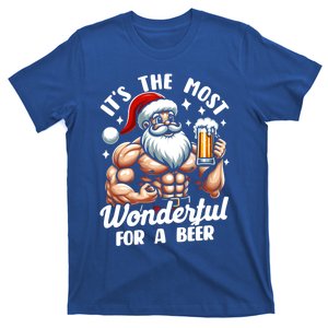 Funny Christmas Santa Claus Ing Beer Wonderful Time Gift T-Shirt