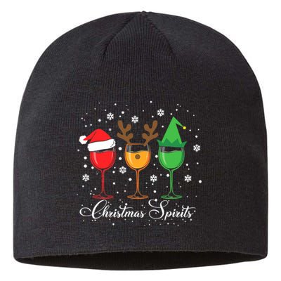 Funny Christmas Spirits Glasses Of Wine Xmas Holidays Party Santa Claus Reindeer Sustainable Beanie