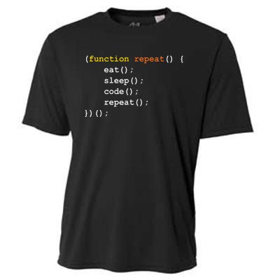 Funny Computer Science Programmer Eat Sleep Code Cooling Performance Crew T-Shirt