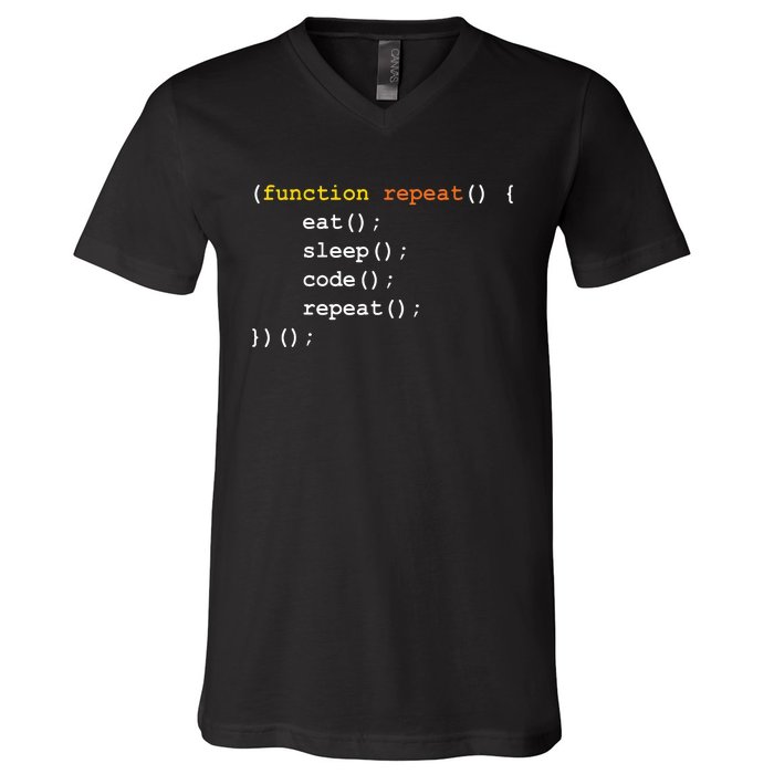 Funny Computer Science Programmer Eat Sleep Code V-Neck T-Shirt