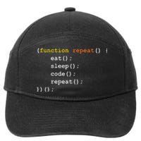 Funny Computer Science Programmer Eat Sleep Code 7-Panel Snapback Hat